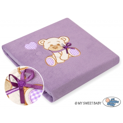 Polar Fleece Babydecke - Bär mit Schleife lila