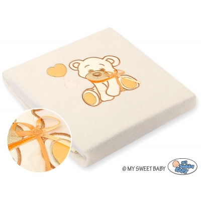 Polar Fleece Babydecke - Bär mit Schleife pfirsich