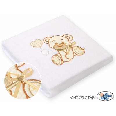 Polar Fleece Babydecke - Bär mit Schleife weiß