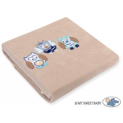 Polar Fleece Babydecke - Eulen Bigi Zibi & Adele - beige