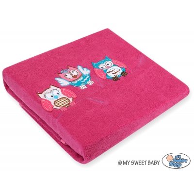 Polar Fleece Babydecke - Eulen Bigi Zibi & Adele - dunkel rosa