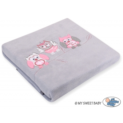 Polar Fleece Babydecke - Eulen Bigi Zibi & Adele - grau