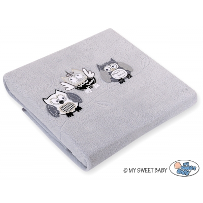 Polar Fleece Babydecke - Eulen Bigi Zibi & Adele - grau-schwarz