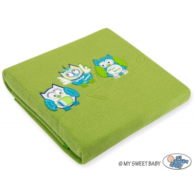 Polar Fleece Babydecke - Eulen Bigi Zibi & Adele - grün