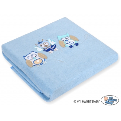 Polar Fleece Babydecke - Eulen Bigi Zibi & Adele - hell blau