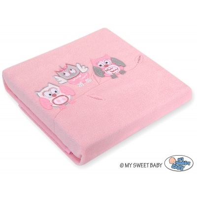 Polar Fleece Babydecke - Eulen Bigi Zibi & Adele - hell rosa