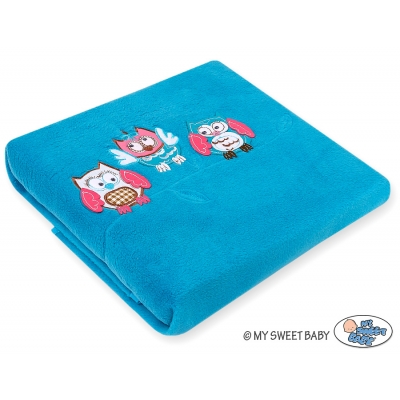 Polar Fleece Babydecke - Eulen Bigi Zibi & Adele - türkis
