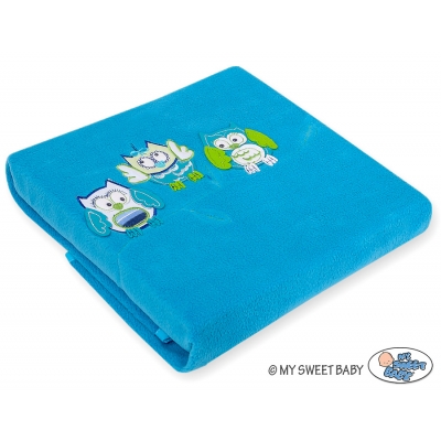 Polar Fleece Babydecke - Eulen Bigi Zibi & Adele - türkis