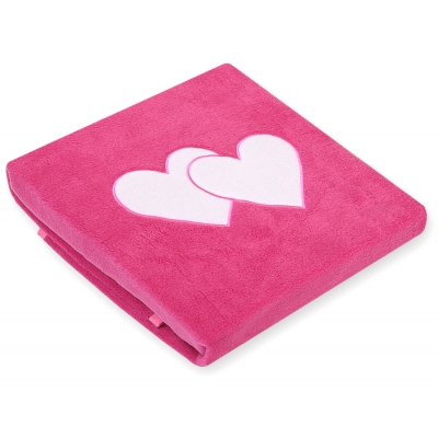 Polar Fleece Babydecke - Hängende Herzen dunkel rosa