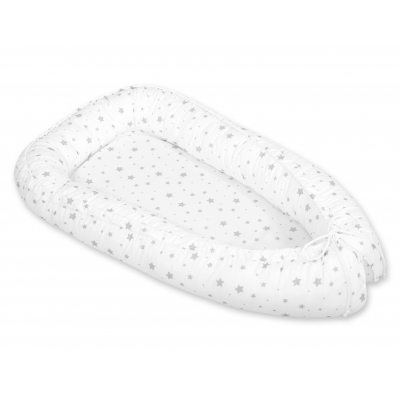 Premium doppelseitig Babynestchen Baby-Kokon Sternchen grau
