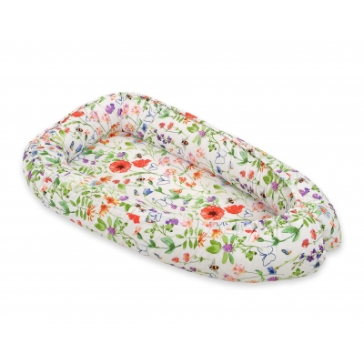Premium doppelseitig Babynestchen Baby-Kokon - Wiese