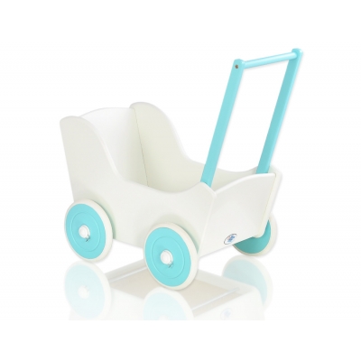 Holzpuppenwagen Mila Türkis Weiß 135025