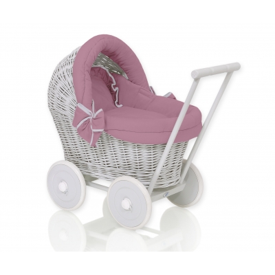 Puppenwagen aus grau Weide Pastellviolett Bettset