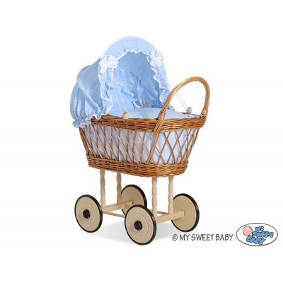 Puppenwagen aus Naturweide Blau nr 1538-588