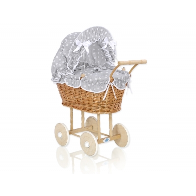 Puppenwagen aus Naturweide Grau nr 1699-583