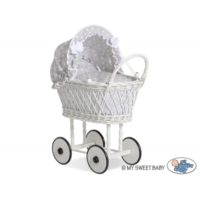 Puppenwagen aus Naturweide Grau nr 71538-583