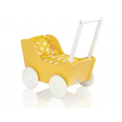 Puppenwagen Mila Gelb Puppen Bettwäsche Gelb mit Weiß-Punktmuster nr 145027-737