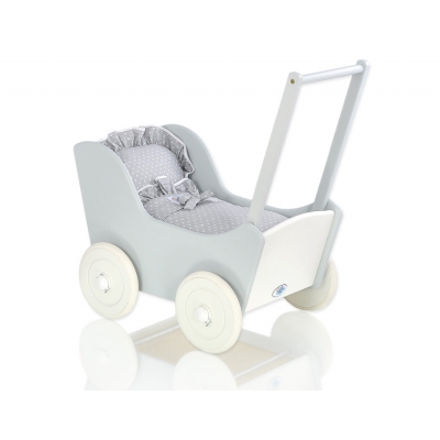 Puppenwagen Holz Mila Weiß Grau 65026-535