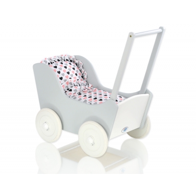 Puppenwagen Holz Mila Weiß Grau 65026-767