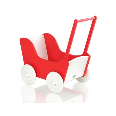 Puppenwagen Mila Weiß mit Rot 125026