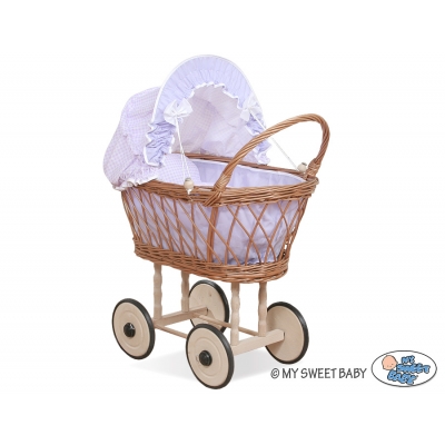 Puppen-Korbwagen mit Garnitur