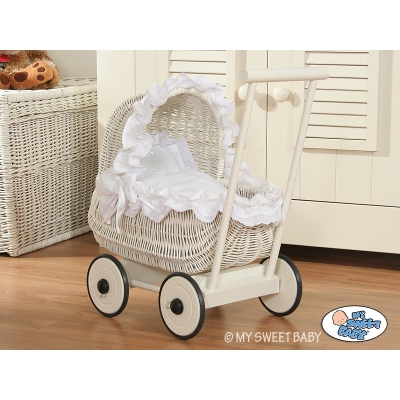 Rattan Puppenwagen Korb Weiß nr 71701-378*