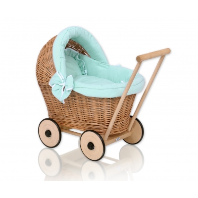 Puppenwagen Weide Bettwäsche Minze nr 1703-1031