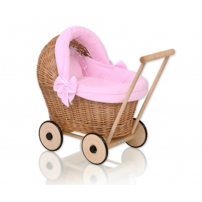 Puppenwagen aus Weide und Holz