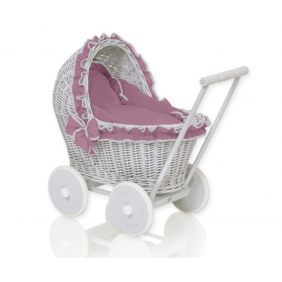 Puppenwagen Weide Grau Pastellviolett Bettwäsche