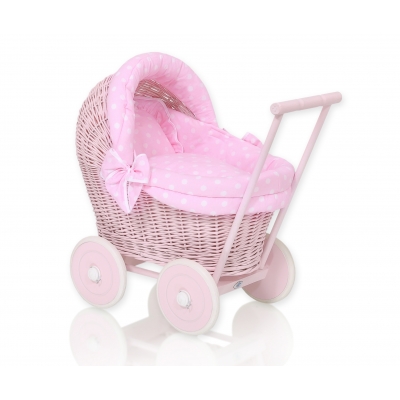Puppenwagen Weide Rosa Bettwäsche Rosa Punktmuster nr 81703-553