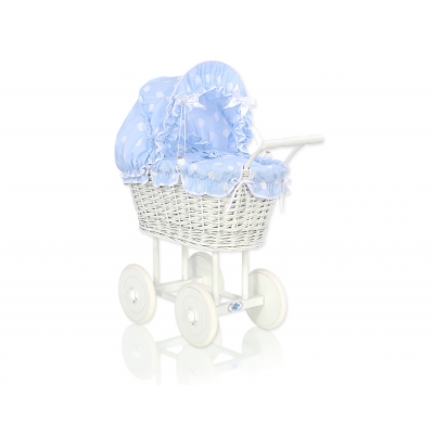 Puppenwagen Weiße Weide Bettwäsche Blau mit Punktmuster nr 71699-741