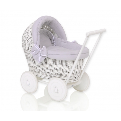 Gelflecht Puppenwagen Weiße Weide Bettwäsche Grau nr 71703-523