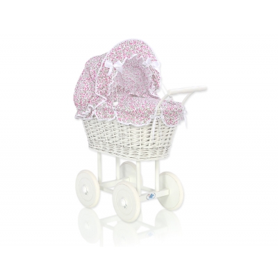 Puppenwagen Weiße Weide Bettwäsche rosa Blümchen nr 71699-533