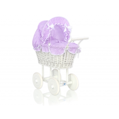 Puppenwagen Weiß-Weide Puppen Bettwäsche Lila Kariert nr 71699-289