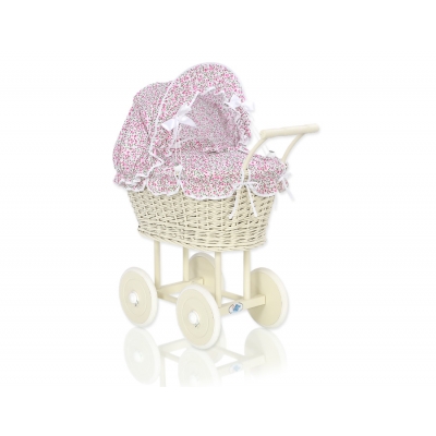 Retro Vintace Klassisc hPuppenwagen Bettwäsche rosa Blümchen nr 101699-533