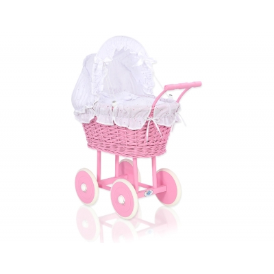 Rosa Weide Puppenwagen Weiß Weiß mit Stickerei nr 51699-906