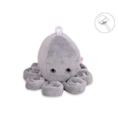 Schmuse Krake Octopus mit Rassel - grau