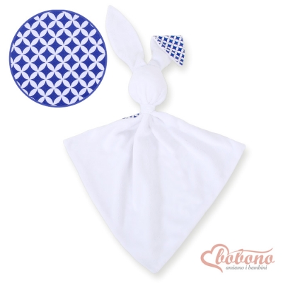 Schmusehase für Baby Doppelseitig Häschen - Blumenmuster-Dunkelblau