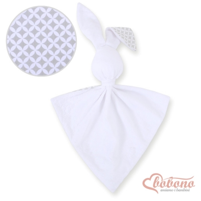 Schmusehase für Baby Doppelseitig Häschen - Blumenmuster-grau