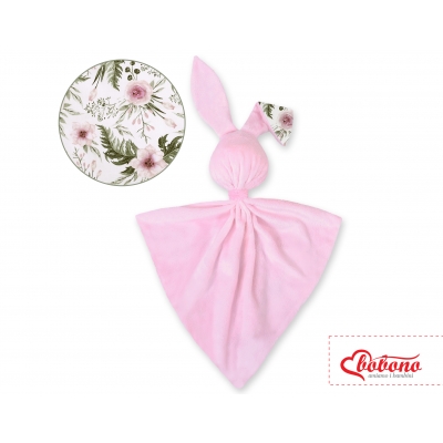 Schmusehase für Baby Doppelseitig Häschen - rosa Blüten/rosa