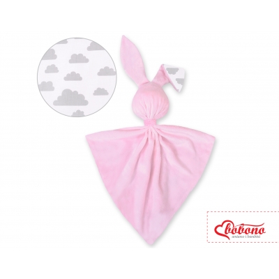 Schmusehase für Baby Doppelseitig Häschen - Wolken grau/rosa