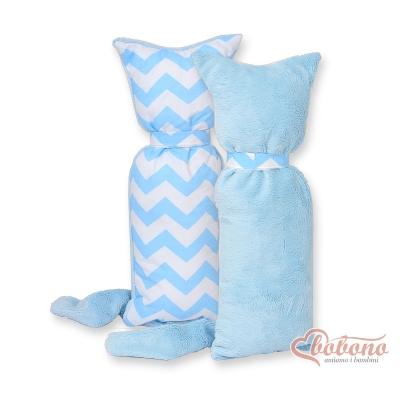 Schmusekatze Doppelseitig für Babys - Simple Chevron blau