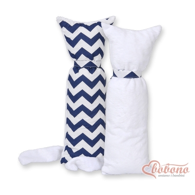 Schmusekatze Doppelseitig für Babys - Simple Chevron dunkel blau