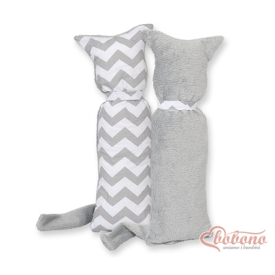 Schmusekatze Doppelseitig für Babys - Simple Chevron grau