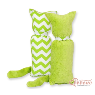 Schmusekatze Doppelseitig für Babys - Simple Chevron grun
