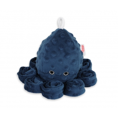 Schmusekrake mit Rassel - dunkel blau - Polka Dot Minky