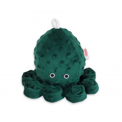 Schmusekrake Oktopus mit Rassel - flaschengrün - Polka Dot Minky