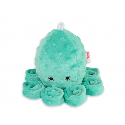 Schmusekrake mit Rassel - Minze - Polka Dot Minky