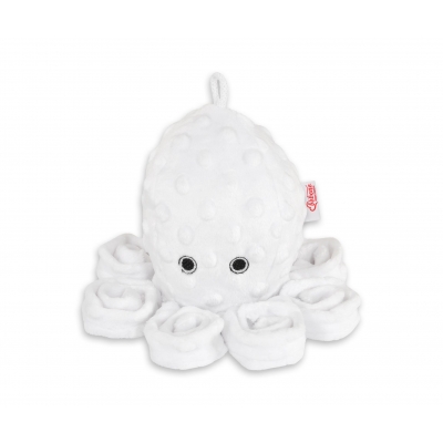 Schmusekrake mit Rassel - weiss - Polka Dot Minky