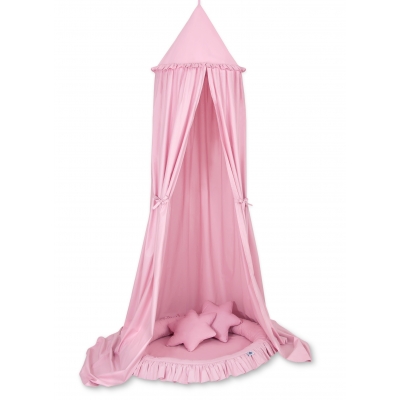 Set: Babyzimmer Betthimmel + Rüschennestchen + Kissen - rosa für Mädchen